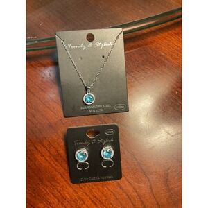 Milaa Trendy Stylish Necklace Blue Earrings  316L Stainless Steel Cubic Zircona